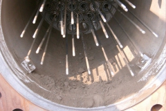 Fliter cartridges removed. Note debris in the filter bank
