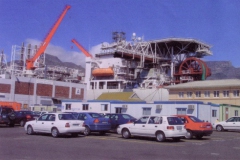 Aft section with the transfer hose reel and heli deck